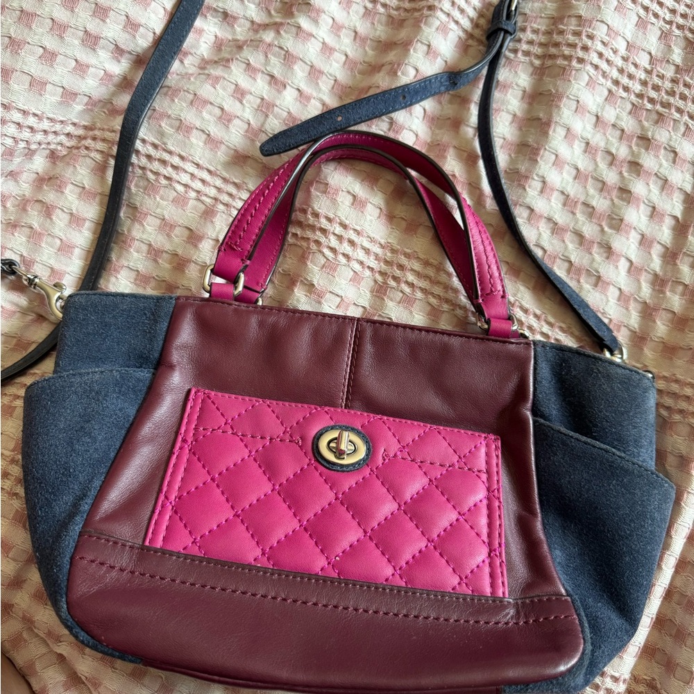 Coach Park Pink and Burgundy Crossbody Bag